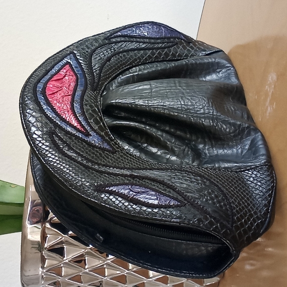 Sylvia Cee Clutch - Faux Leathered Patchwork. - Picture 2 of 10